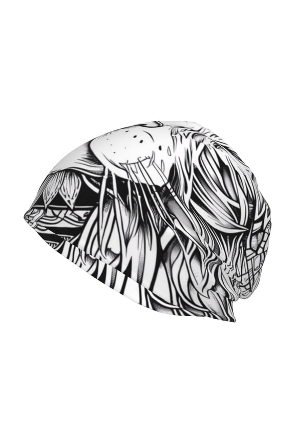 Intricate Cat Mandala Print Unisex Knit Beanie for Men Women Winter Hat,Beanies Skull Caps