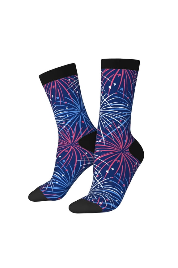Ireworks In The Night Sky Print Adult Socks for Men & Women,Calf Socks, Ankle Socks,Boots Socks,Breathable Casual Sock,Unisex Crew Socks