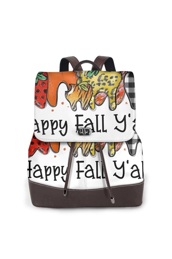 Logiee It'S Fall Y'All Print Backpack Purse for Women,Fashion Leather Backpack Purse,Women's Leather Backpack for Work College Travel
