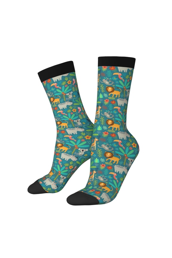 Jungle Animals Print Adult Socks for Men & Women,Calf Socks, Ankle Socks,Boots Socks,Breathable Casual Sock,Unisex Crew Socks