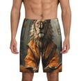 thumbnail image 1 of Logiee Jungle Meditating Lion Print Men's Pajama Shorts with Drawstring & Pockets,Sleep Shorts for Men,Sleepwear Bottoms,Elastic Waistband Loungewear-X-Large, 1 of 6