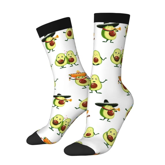 Logiee Kawaii Mexican Avocado Print Adult Socks for Men & Women,Calf Socks, Ankle Socks,Boots Socks,Breathable Casual Sock,Unisex Crew Socks