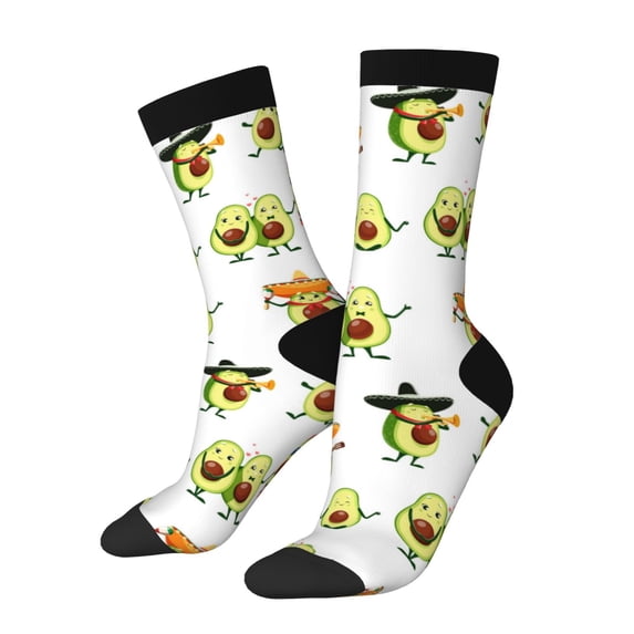 Logiee Kawaii Mexican Avocado Print Adult Socks for Men & Women,Calf Socks, Ankle Socks,Boots Socks,Breathable Casual Sock,Unisex Crew Socks