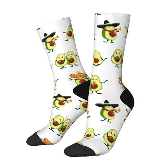 Logiee Kawaii Mexican Avocado Print Adult Socks for Men & Women,Calf Socks, Ankle Socks,Boots Socks,Breathable Casual Sock,Unisex Crew Socks