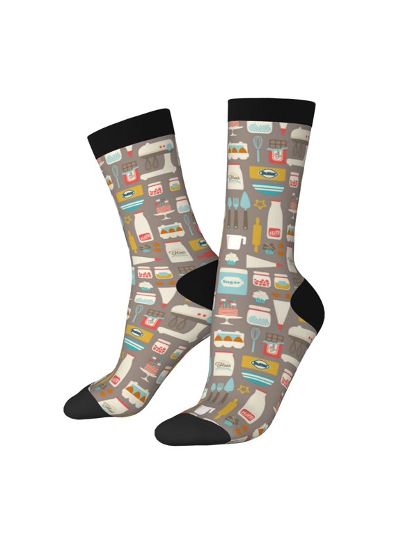 Kitchen Food Print Adult Socks for Men & Women,Calf Socks, Ankle Socks,Boots Socks,Breathable Casual Sock,Unisex Crew Socks
