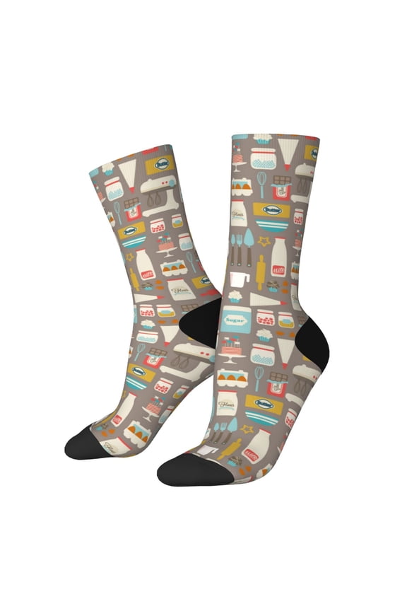 Kitchen Food Print Adult Socks for Men & Women,Calf Socks, Ankle Socks,Boots Socks,Breathable Casual Sock,Unisex Crew Socks
