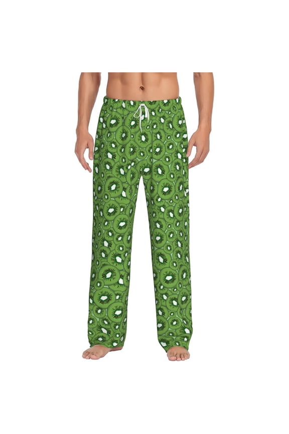 Kiwi Fruit Print Pajama Pants for Men,Men’s Pajama Bottoms,Mens PJ Pants with Pockets & Button Fly-Small