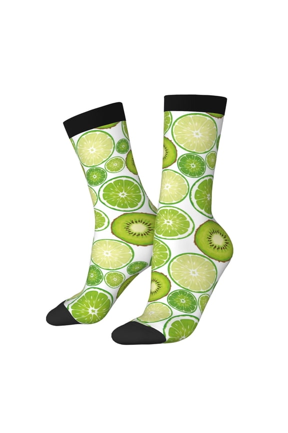 Kiwi Lemon Print Adult Socks for Men & Women,Calf Socks, Ankle Socks,Boots Socks,Breathable Casual Sock,Unisex Crew Socks