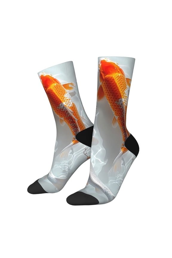 Koi Fish Water Print Adult Socks for Men & Women,Calf Socks, Ankle Socks,Boots Socks,Breathable Casual Sock,Unisex Crew Socks