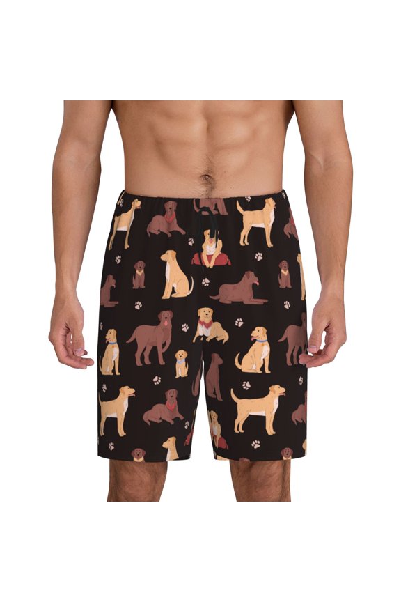 Labrador Retriever Dog Print Men's Pajama Shorts with Drawstring & Pockets,Sleep Shorts for Men,Sleepwear Bottoms,Elastic Waistband Loungewear-4X-Large