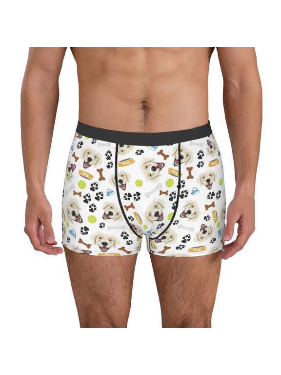 Labrador Retriever Dog Print Mens Boxer Briefs,Boxer Briefs for Men,Breathable Stretch Underwear,Boys Boxer Briefs-Large