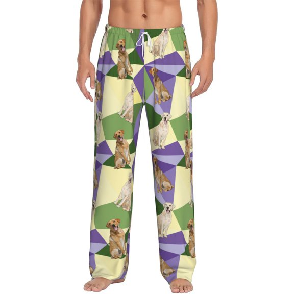 Logiee Labrador Retriever Dog Print Pajama Pants for Men,Men’s Pajama Bottoms,Mens PJ Pants with Pockets & Button Fly-Medium