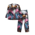 thumbnail image 1 of Logiee Lady Duck Print Mens Long Sleeve Pajama Set,Notched Collar Pajamas for Men, Men's Sleepwear,Mens Sleepwear with Pockets & Button Down-Large, 1 of 7