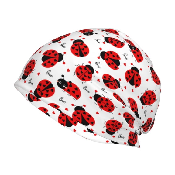 Logiee Ladybug And Heart Print Unisex Knit Beanie for Men Women Winter Hat,Beanies Skull Caps