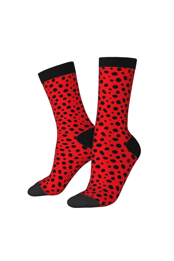 Ladybug Dotted Print Adult Socks for Men & Women,Calf Socks, Ankle Socks,Boots Socks,Breathable Casual Sock,Unisex Crew Socks