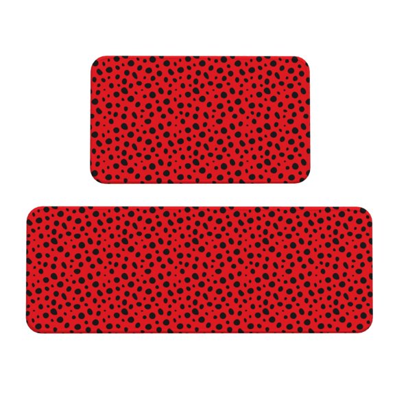 Logiee Ladybug Dotted Print Kitchen Mats for Floor Sets of 2,Waterproof Kitchen Rugs,Non Slip Comfort Standing Mat Rug for Home,Runner,Sink,Office,Laundry