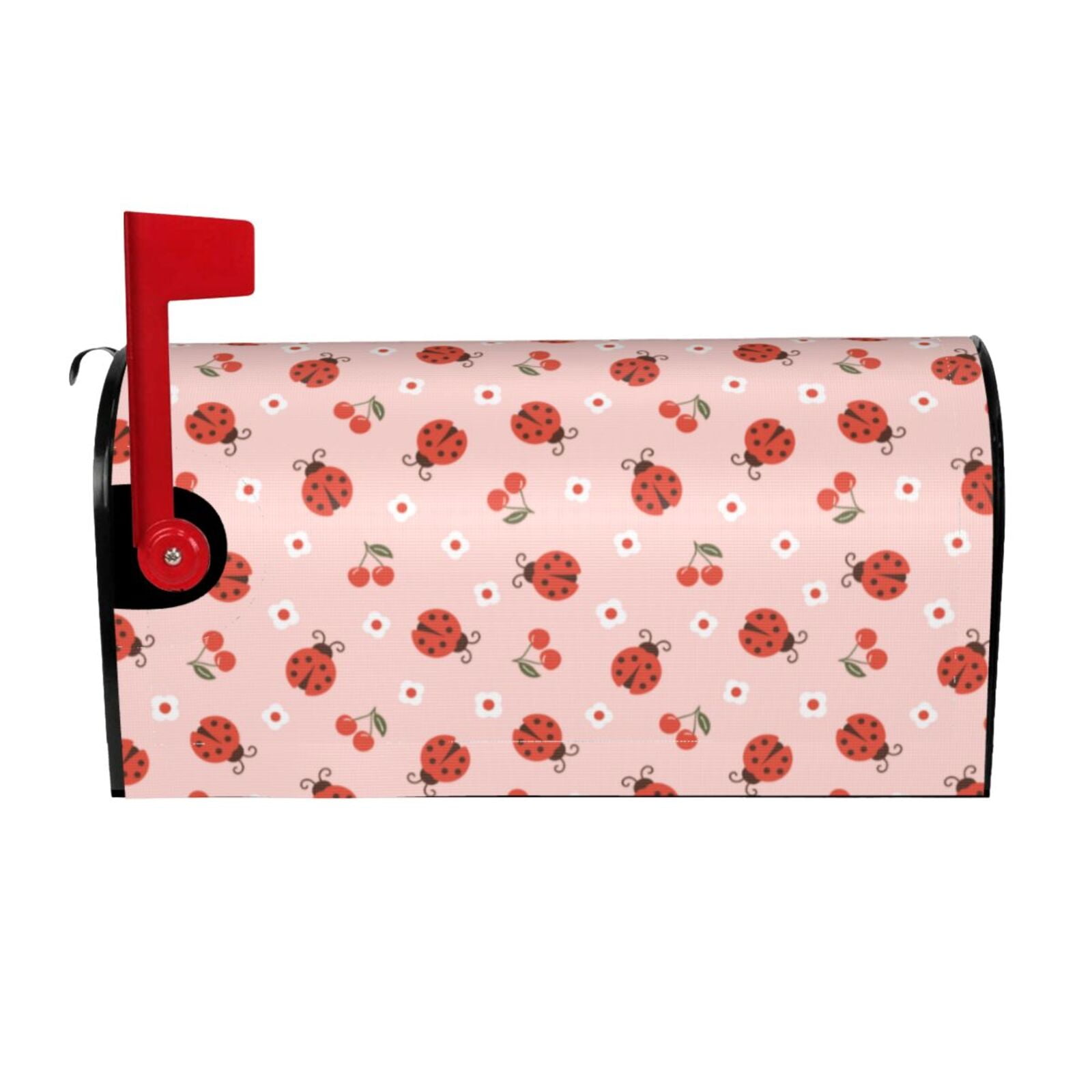 Logiee Ladybug With Flower Print Post Letter Box Wrap Decor, Mailbox Cover Suitable for Standard Mailbox and Large Size Mailbox,Outdoor Yard Decoration-21x18 in