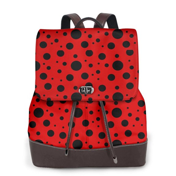 Logiee Ladybug Pattern Print Backpack Purse for Women,Fashion Leather Backpack Purse,Women's Leather Backpack for Work College Travel