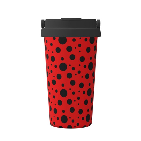 Logiee Ladybug Pattern Print Stainless Steel Coffee Tumbler, Travel Coffee Mug, Insulated Coffee Mug with Lid, Spill Proof Coffee Cup, Portable Thermal Mug