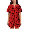 thumbnail image 1 of Logiee Ladybug Pattern Print Womens Pajamas Set,Short-Sleeve Pajama 2 Piece Sleepwear with Pockets-Medium, 1 of 6