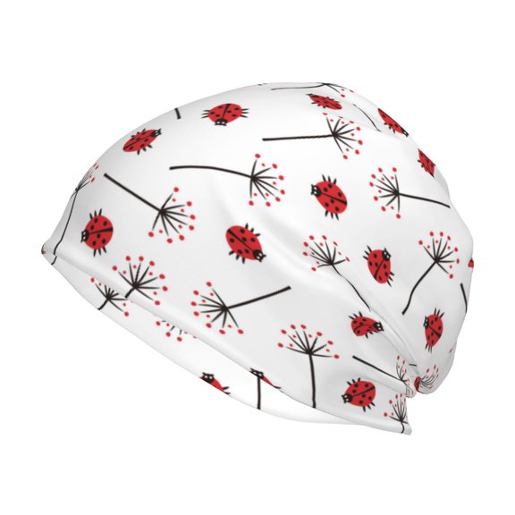 Logiee Ladybug With Dandelion Print Unisex Knit Beanie for Men Women Winter Hat,Beanies Skull Caps