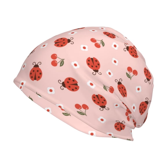 Logiee Ladybug With Flower Print Unisex Knit Beanie for Men Women Winter Hat,Beanies Skull Caps