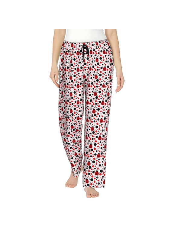 Ladybugs 2 Print Women Pajama Pants,Comfy Pj Bottom with Pockets & Drawstring,Stretch Casual Sleepwear-XX-Large
