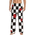 thumbnail image 1 of Logiee Ladybugs Of Black And White Checkers Print Pajama Pants for Men,Men’s Pajama Bottoms,Mens PJ Pants with Pockets & Button Fly-Small, 1 of 6