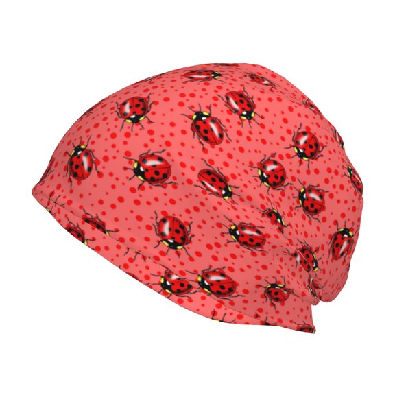 Logiee Ladybugs On Red Polka Dot Print Unisex Knit Beanie for Men Women Winter Hat,Beanies Skull Caps