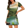 thumbnail image 1 of Logiee Lake Forest Dinosaur Print Nightgowns for Women,Soft Short-Sleeved Lightweight Sleepwear, Loose Sleepshirts, 1 of 6