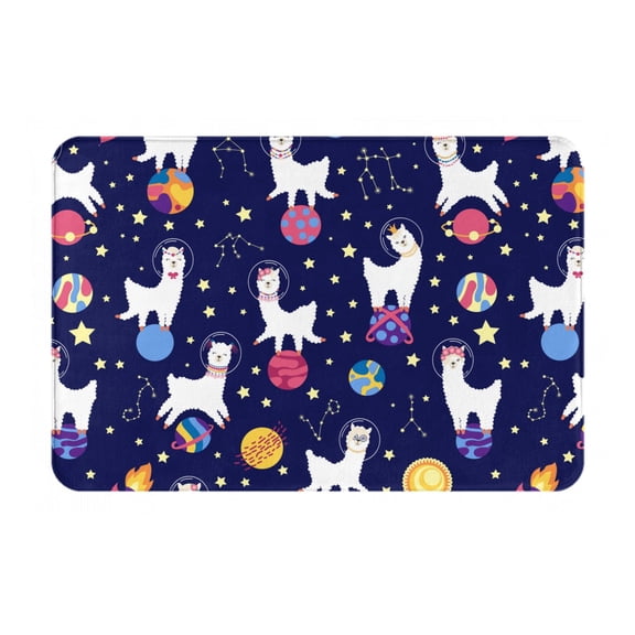 Logiee Lama in Space Print Welcome Mats for Entryway,Door Mat for Front Door,Entry Mat,Doormat for Garden, Garage, Patio, Home, Porch Decor