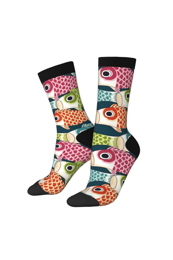 Lantern Koi Fish Print Adult Socks for Men & Women,Calf Socks, Ankle Socks,Boots Socks,Breathable Casual Sock,Unisex Crew Socks