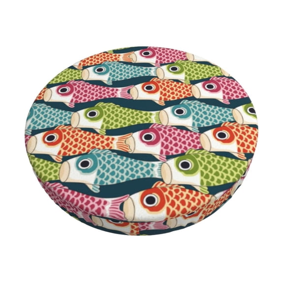 Logiee Lantern Koi Fish Print Stool Covers Round,Bar Stool Covers,Watedrproof Stool Slipcover with Elastic,Stool Cushion,Round Bar Stool Seat Covers for Bar Round Chair-12 inch