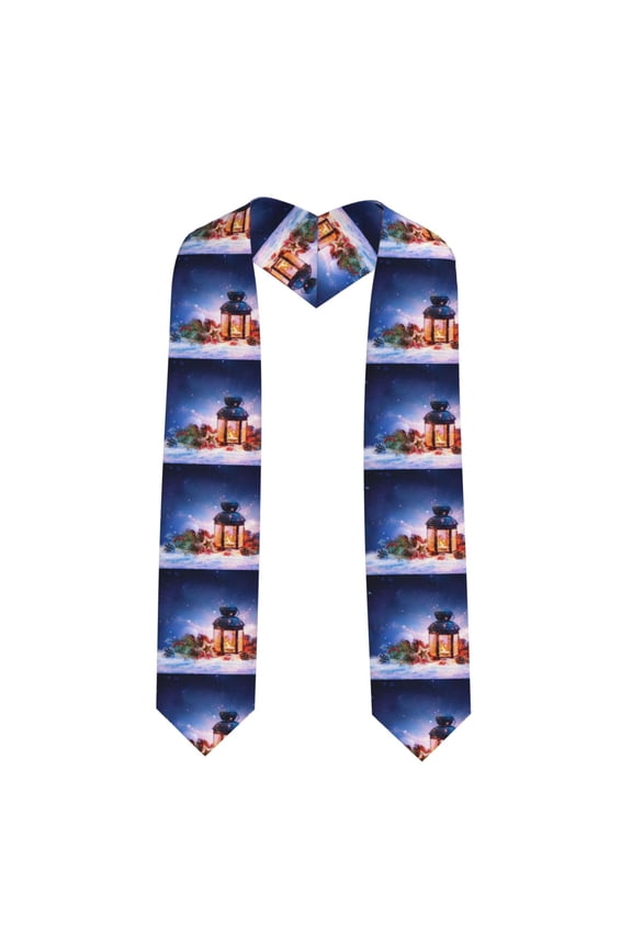 Lantern On Snow With Christmas Print Unisex Adult Graduation Stole Shawl 72" Long for Academic Commencements Shawl-Sharp Corner