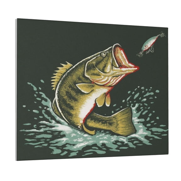 Logiee Largemouth Bass jumps out of water Print Canvas Wall Art ,Art Poster,Canvas Decorative Picture,Decor Wall Pictures for Living Room Bedroom Bathroom,Ready to Hang
