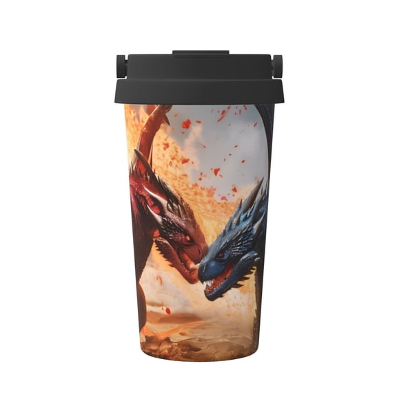 Logiee Lava Dragon Print Stainless Steel Coffee Tumbler, Travel Coffee Mug, Insulated Coffee Mug with Lid, Spill Proof Coffee Cup, Portable Thermal Mug