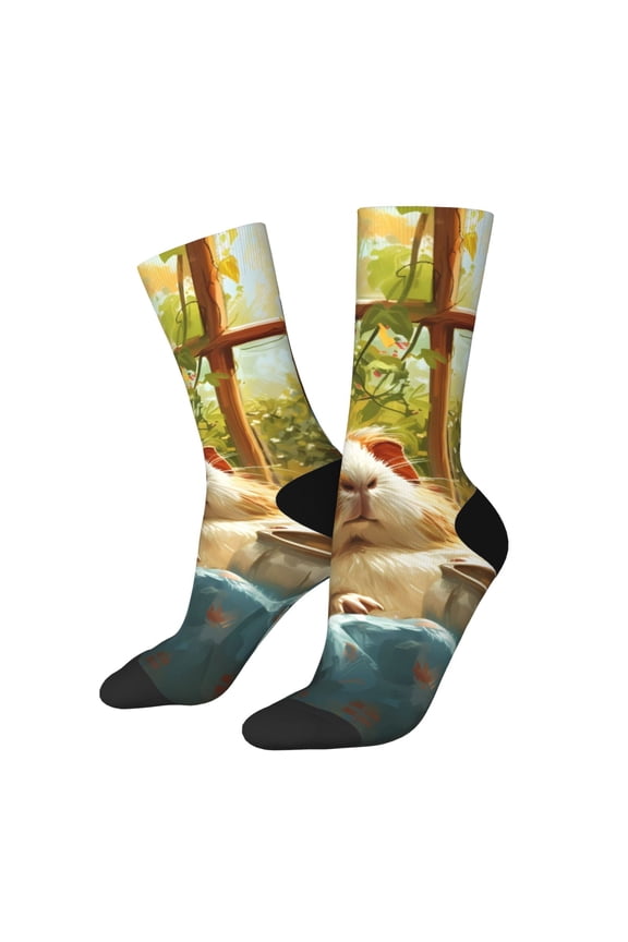 Lazy Home Style Guinea Pig Print Adult Socks for Men & Women,Calf Socks, Ankle Socks,Boots Socks,Breathable Casual Sock,Unisex Crew Socks