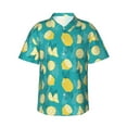 thumbnail image 1 of Logiee Lemon Blue Print Mens Hawaiian Shirts,Loose-Fit Short Sleeve Button Down Tropical Aloha Beach Shirt,Summer Vacation Wedding Tops,Large, 1 of 7