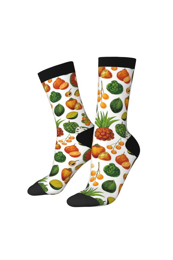 Lemon Fruits Vegetables Print Adult Socks for Men & Women,Calf Socks, Ankle Socks,Boots Socks,Breathable Casual Sock,Unisex Crew Socks