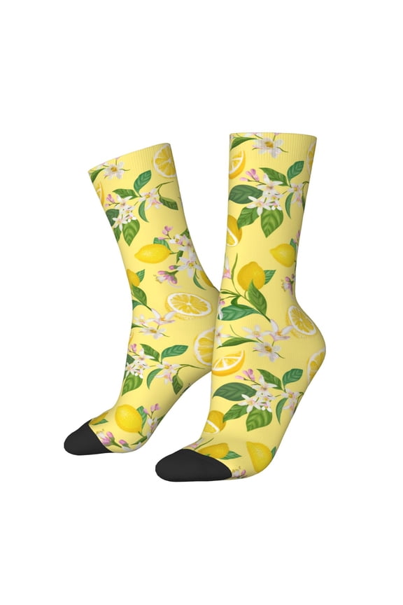 Lemon Print Adult Socks for Men & Women,Calf Socks, Ankle Socks,Boots Socks,Breathable Casual Sock,Unisex Crew Socks