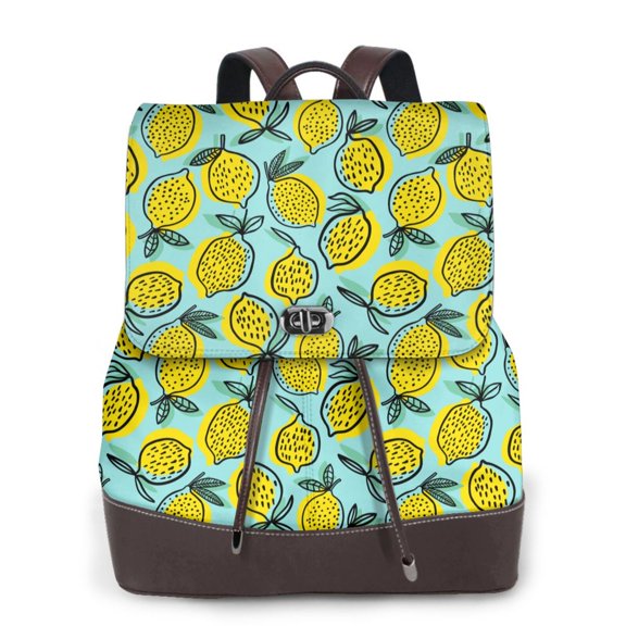 Logiee Lemon1 Print Backpack Purse for Women,Fashion Leather Backpack Purse,Women's Leather Backpack for Work College Travel
