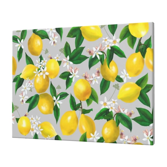Logiee Lemon Seamless Pattern Oil Painting Effect Print Canvas Wall Art,Canvas Picture Prints with Frame, Wall Art Decorative,Canvas Decorative,Suitable for Living Room Bedroom Office Room 30x40