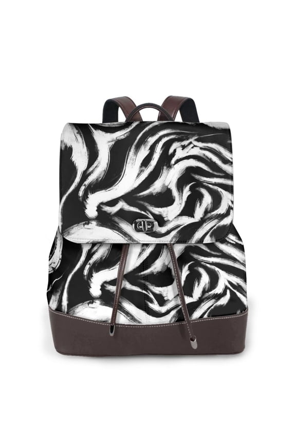 Logiee Leopard And Zebra 2 Print Backpack Purse for Women,Fashion Leather Backpack Purse,Women's Leather Backpack for Work College Travel