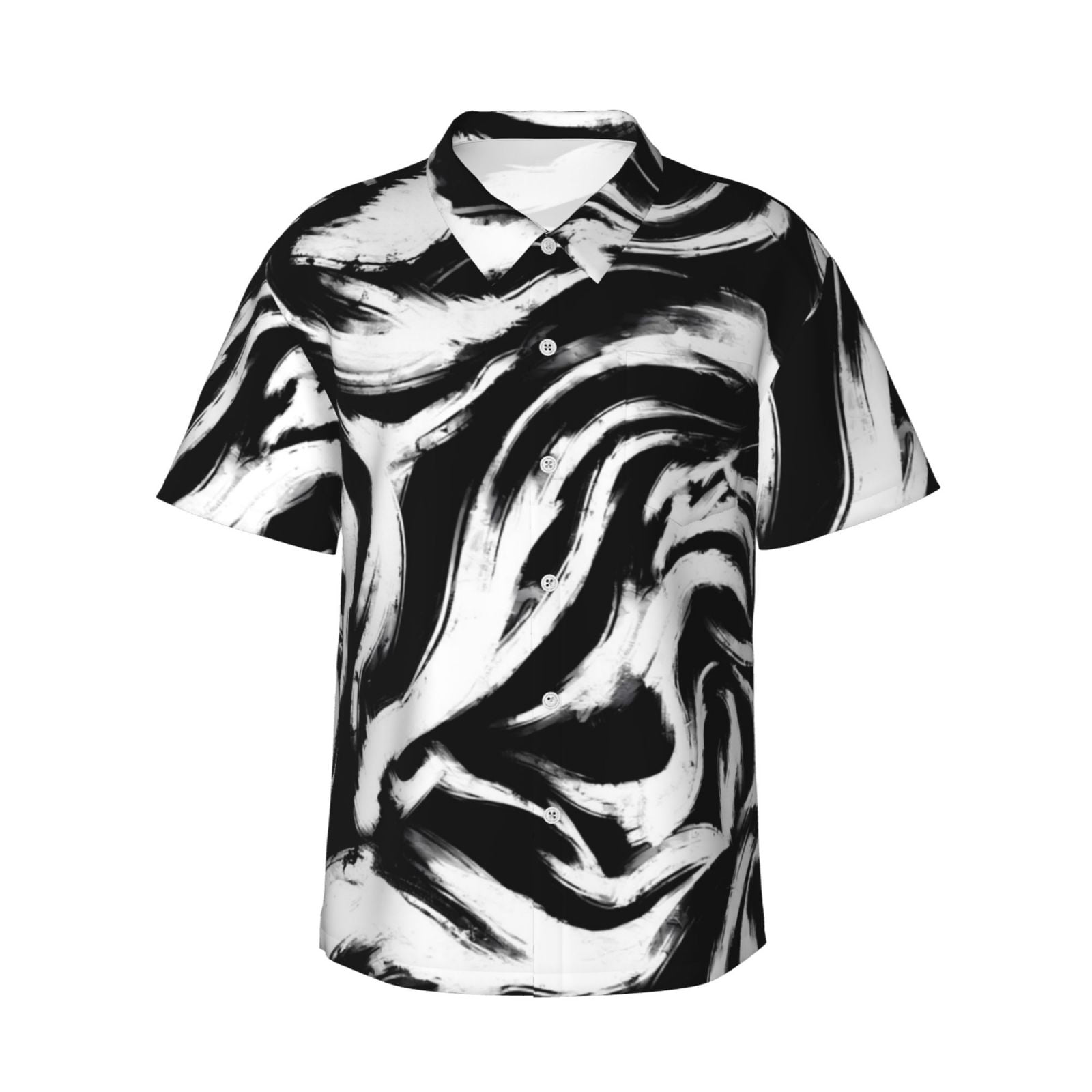 Men's Zebra Print Hawaiian Shirt - Loose Fit, Quick-Dry Polyester, Button Down Short Sleeve - View #10