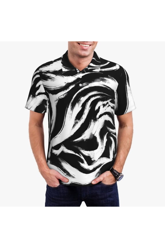 Leopard And Zebra 2 Print Mens Polo Shirts,Mens Golf Polo Shirts,Short Sleeve Casual Polo Shirts for Men,Summer Fashion Beach Shirts-4X-Large