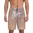 thumbnail image 1 of Logiee Leopard Brown Print Men's Pajama Shorts with Drawstring & Pockets,Sleep Shorts for Men,Sleepwear Bottoms,Elastic Waistband Loungewear-Small, 1 of 6