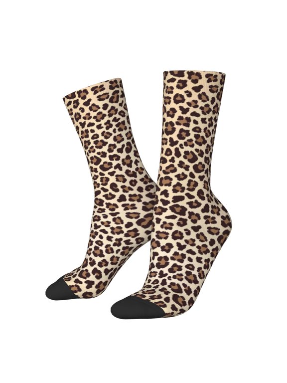 Leopard Print-2 Print Adult Socks for Men & Women,Calf Socks, Ankle Socks,Boots Socks,Breathable Casual Sock,Unisex Crew Socks