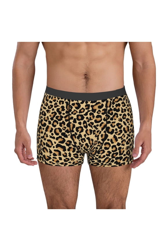 Leopard Print Print Mens Boxer Briefs,Boxer Briefs for Men,Breathable Stretch Underwear,Boys Boxer Briefs-Large