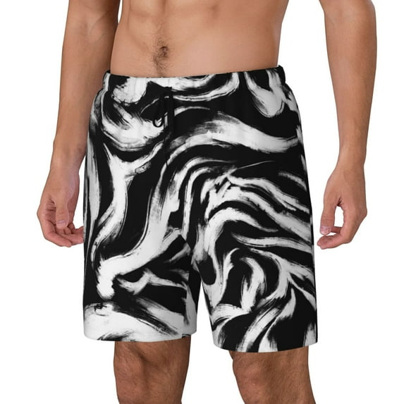 Logiee Leopard And Zebra 2 Print Men's Swim Trunk,Quick Dry Board Shorts ,Men's Swim Trunks with Compression Liner, Bathing Suits with Pockets-3X-Large