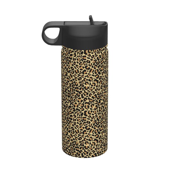 Logiee Leopard2 Print 18oz Sports Insulated Kettle With Straw,Insulated Water Bottle For Running Hiking Cycling Climbing,Man Womans Insulated Water Bottle
